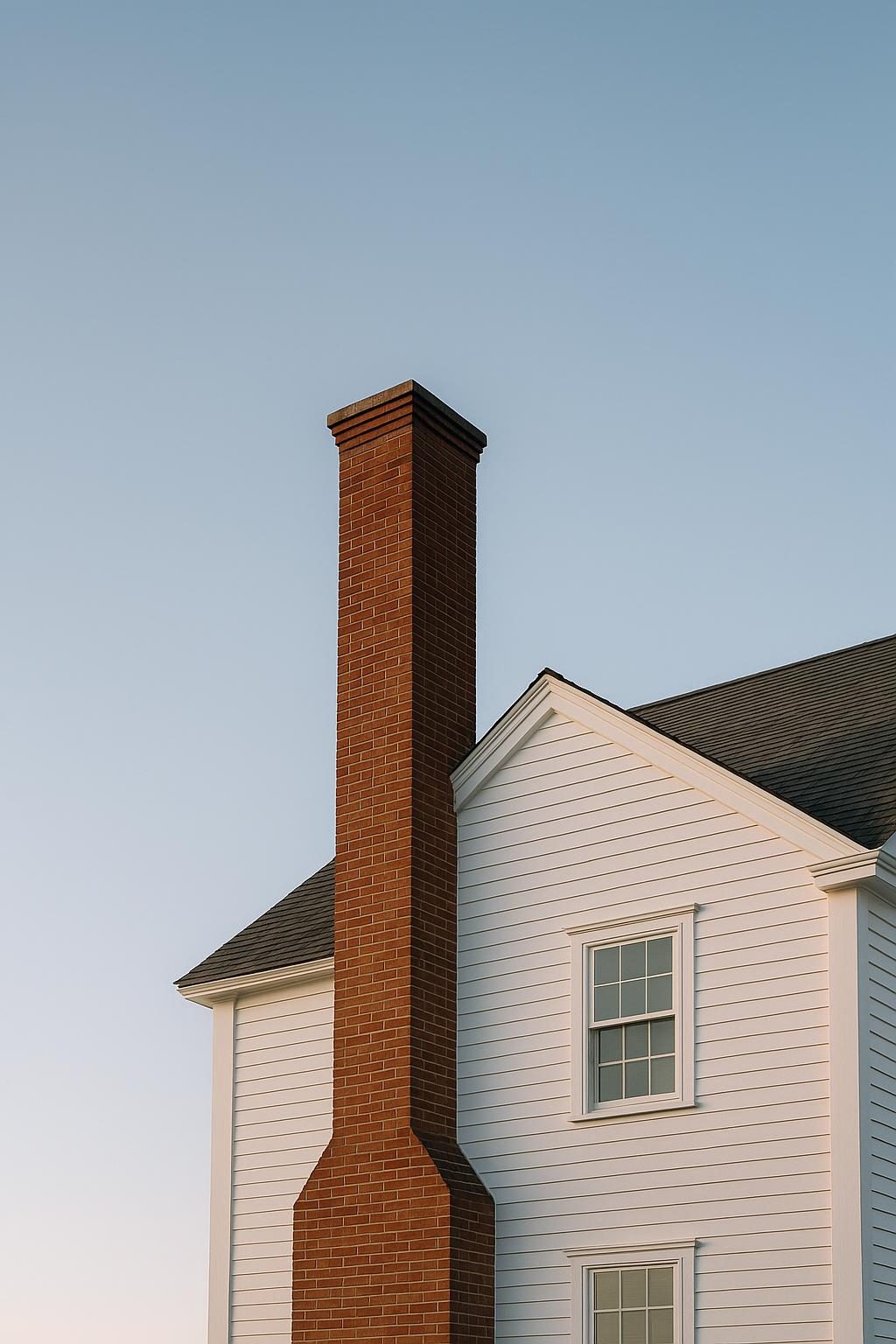 Brick chimney on a colonial house (illustration)